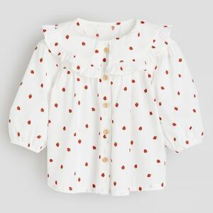 Strawberry Collar Button Up Top